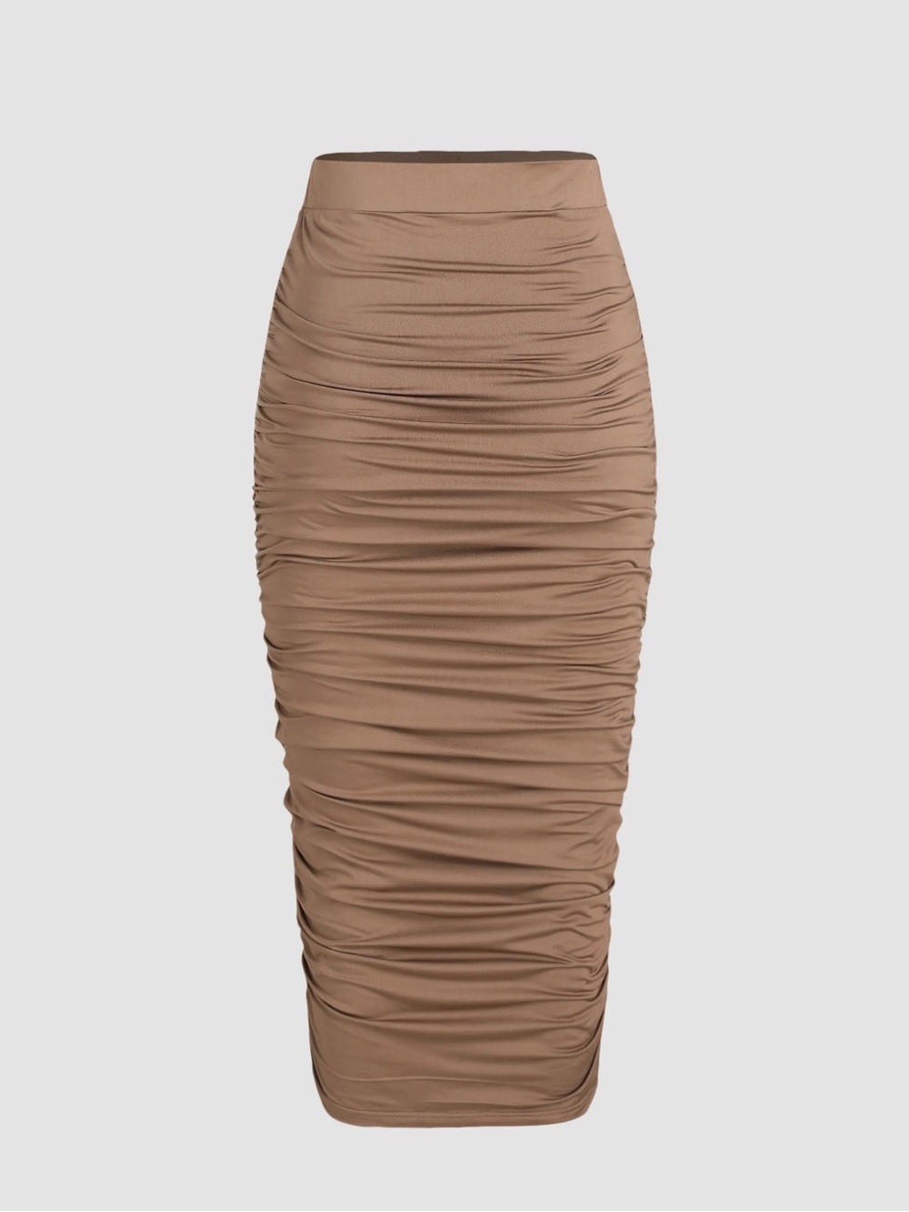 Ruched Taupe Midi Skirt
